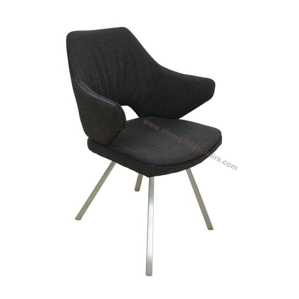 Buy Fabric Upholstered Stainless Steel Dining Chairs Stylish Brushed Coned Legs at wholesale prices