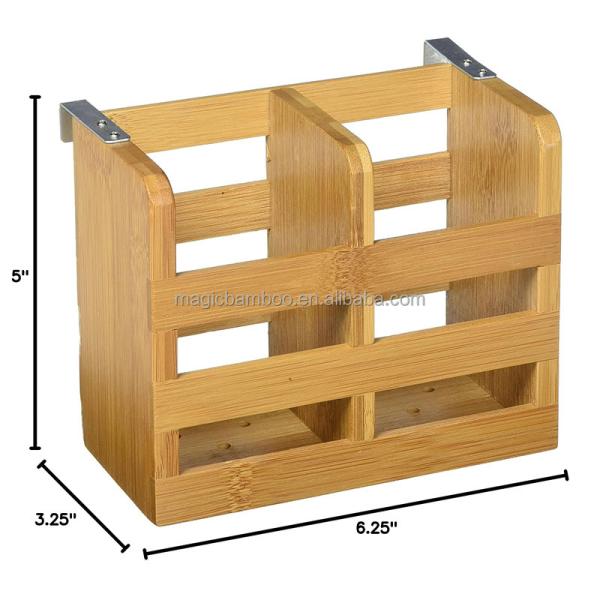 All-Season Bamboo 2 Compartment Tableware Holder with and Custom Design Acceptance