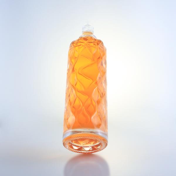 750ml Transparent Engraving Glass Bottle for Gin Rum Champagne Brandy Tequila Whisky Liquor