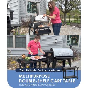 Moveable Pizza Oven Stand Table for Outdoor Grill Grill Type 5 People Metal Type