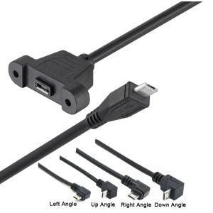 CUSTOM 0.3M 1M 90 Degree Up Down Left Right Angle Screw Micro Panel Mount USB