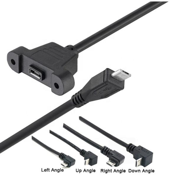 CUSTOM 0.3M 1M 90 Degree Up Down Left Right Angle Screw Micro Panel Mount USB