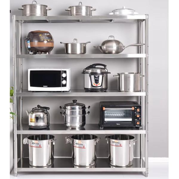 CE BSCI Kitchen Floor 5 Tier Stainless Steel Storage Shelf Box High Capacity