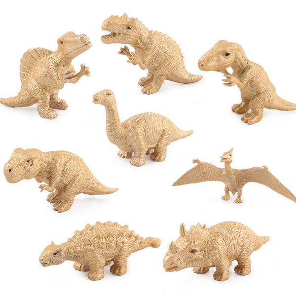Educational Plastic Cretaceous 8 PCS Mini Golden Dinosaur Action Set Encourages
