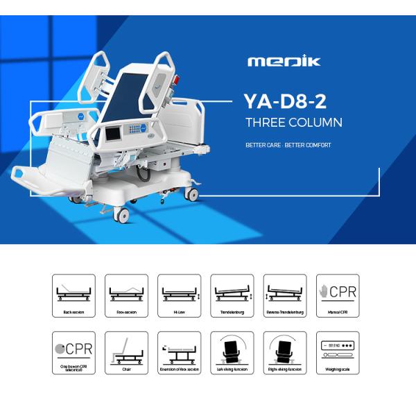 YA-D8-2 Lateral Tilting Multifunction Electric Hospital Bed With Tactile Membrane Control