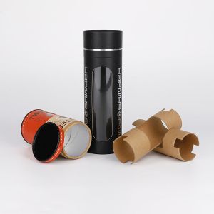 Recyclable Paper Tube Packaging With Window UV Coating 4C Printing