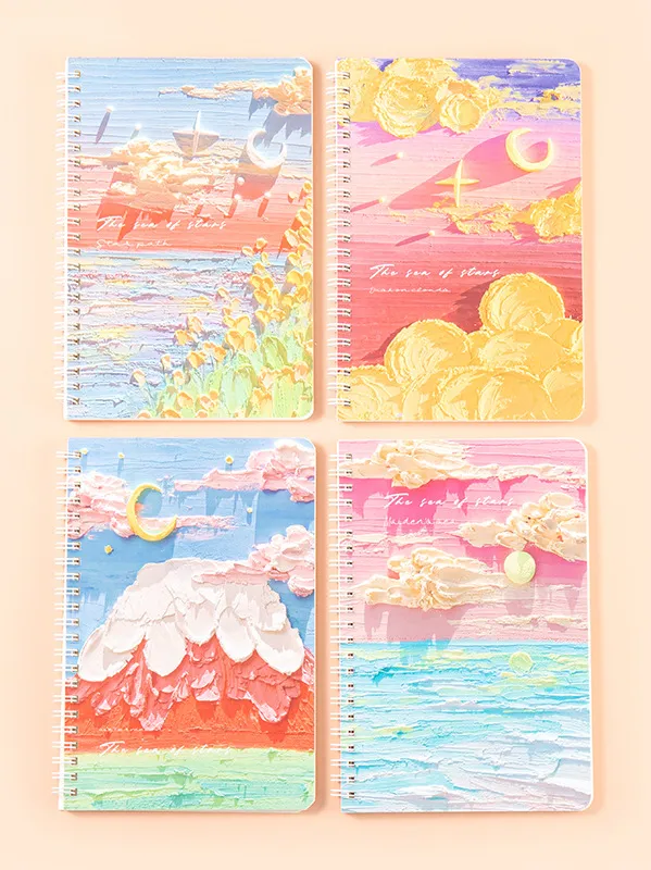 A5 Papeleria Spiral Notebook Thickened Horizontal Line Notepad Student Stationery Oil Painting Journal Notebooks Planner