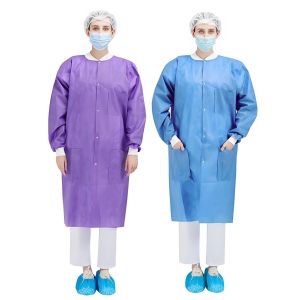 Unisex Protective Polypropylene Nonwoven PP SMS Disposable Lab Coat for Medical