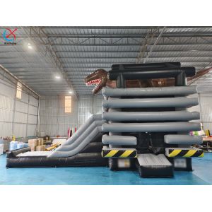 New Design Inflatable Bounce Castle With Slide Commercial Dinosaur Theme