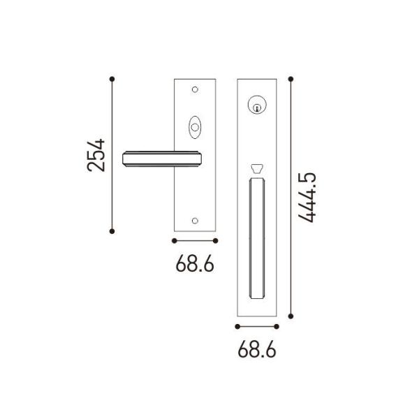 Villa Interior American Door Handles 68.6mm 444.5mm Brass Dummy Door Handle