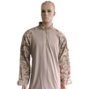 Quality Tactical Camo Combat Shirt Half Zip Breathable Polyester Cotton for sale