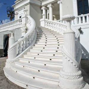 White Marble Stair Railing Designs Stone Staircase Column Baluster Handrail Home