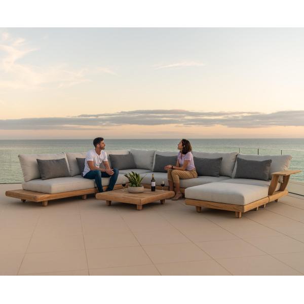 Teak Wood Commercial Hotel Sofa Garden Set Furniture with Middle Sofa Size W100xH110cm