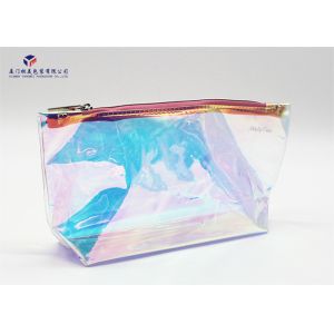 Rainbow Color Custom PVC Bags Triangle Shape Side Silver  Zipper With Metal Head