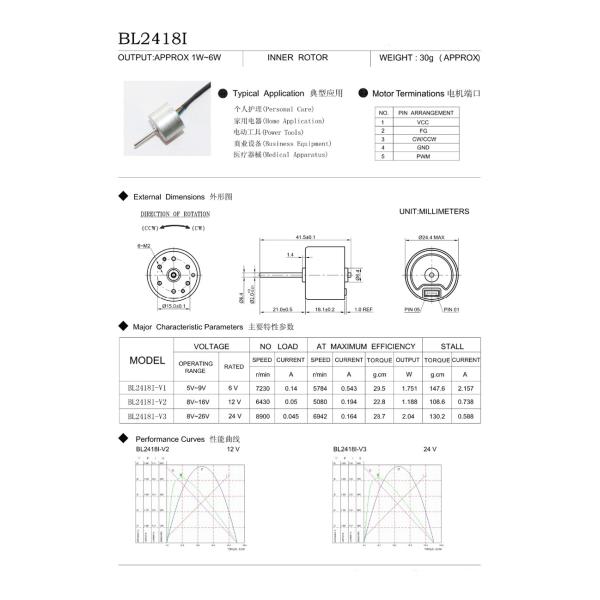 24*18mm Micro BLDC Motor , 7000RPM 12V 24V 6V Brushless DC Motor