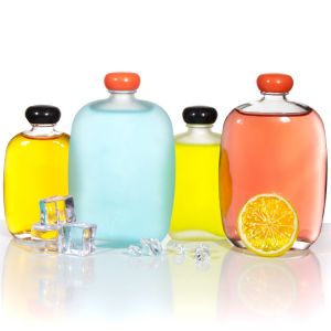 Customized Logo 100ml Glass Clear Coffee Beverage Juice Bottles With Aluminum