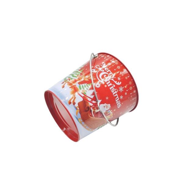 Promotional Custom Tinplate Bucket Metal Barrel Storage Container Promotional Christmas Tin Pail for Gifts
