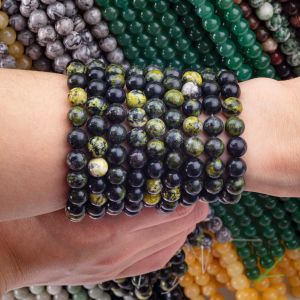 Serpentine Jade Round Bead Natural Crystal Gemstone Loose Bead Strands for DIY