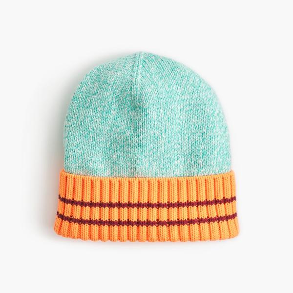 Buy BOY'S 100% COTTON KNITTED STRIPE CUFF BEANIE HAT at wholesale prices