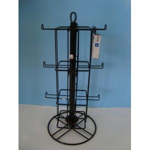 Rotating Spinner Metal Table Top Display Stands With 12 Hooks 3 Tiers Square