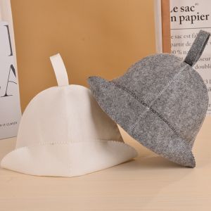 White Wool Felt Sauna Hat Cap for Russian Banya Sauna Hut With Hang Loop Supply