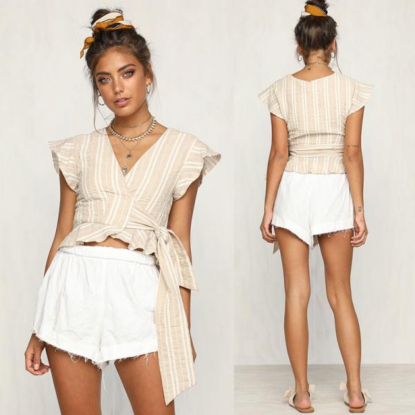 Buy 2017 Latest wrap summer women tops at wholesale prices