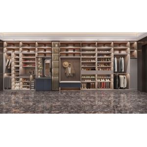 Sleek Entry Way Storage Cabinet With Dark Matte Finish And LED Lighting