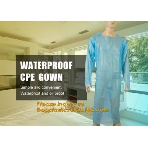 Disposable CPE plastic gown/Plastic coat Elastic cuff/Thumb Cuff,disposable