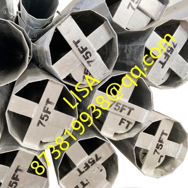 75FT 69KV Class 3 Transmission Buried Steel Pole Dodecagonal Steel Power Pole