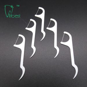 Disposable Dental Floss Toothpick , Nylon PTFE Dental Floss Sticks For Braces