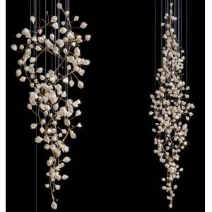 White Magnolia Flower Glass Custom Chandelier For High End Hotel Banquet Hall