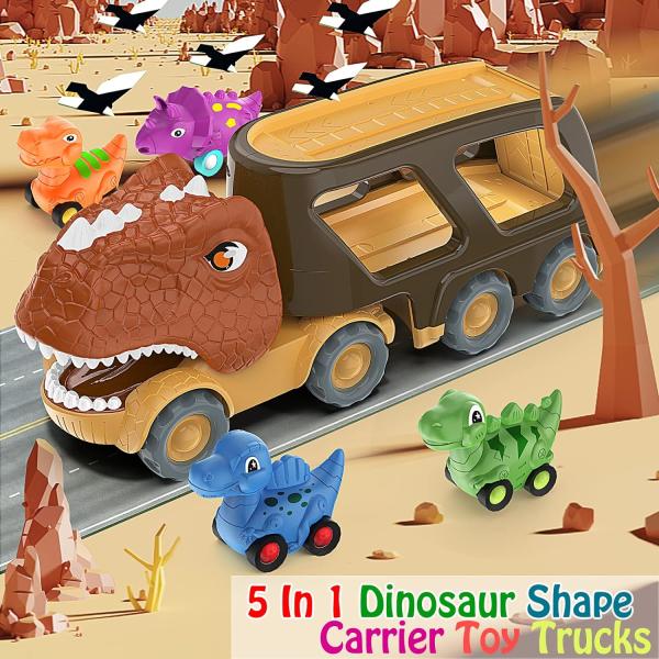 Friction Power Carrier Truck Pull Back Dino Car Dinosaur Car Toy for Kids and Toddlers