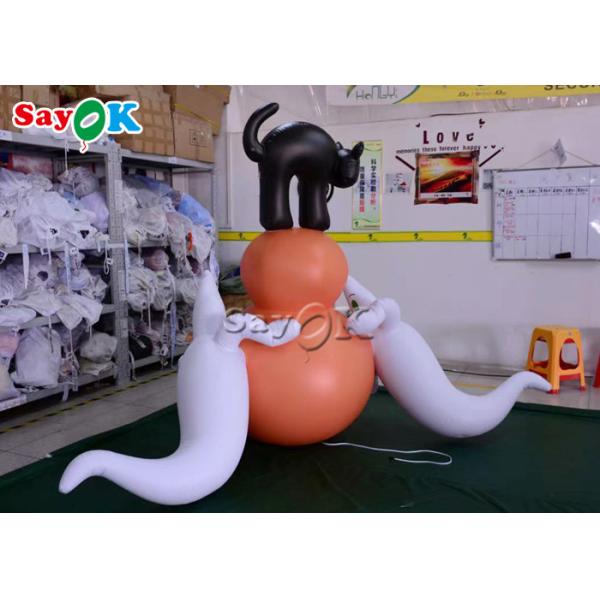 OEM Inflatable Holiday Decorations Halloween Decor Airblown Pumpkin Black Cat With White Ghost