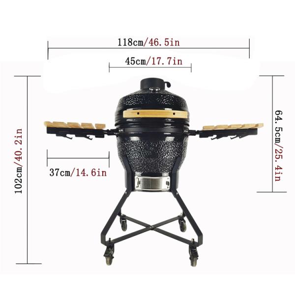 KIMSTONE 18 Inch Kamado Barbecue Rotiserrie Chicken Rotisserie Caja China Asador