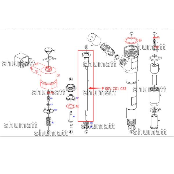 A+ new Shumatt Injector Control Valve Set F00VC01309 for 0445110054 / 0445110055 injector