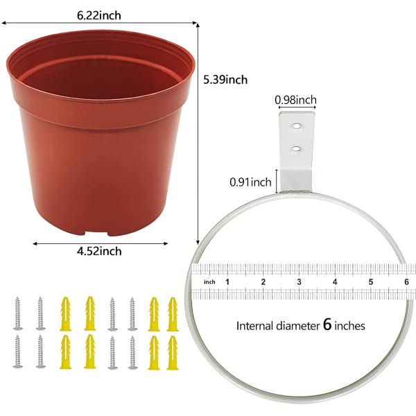 4 inch Wall Planter Ring Hanger Standard Wall Mounted Pot Hook Bracket for Wall Mount
