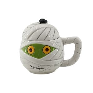 Custom Ceramic Hand-painted Halloween Coffee Mug Creative 3D Embossed Cat