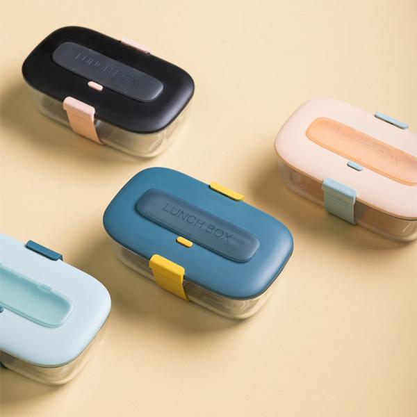 Green Straw Plastic Cover Multifunctional Glass Lunch Box