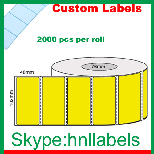 Thermal Transfer Labels 102mmX48mm/1 Yellow Transfer Roll Perm, Perfs,2,000Lpr