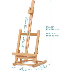 25"H Basic Tabletop Easel H Frame Sturdy Desktop Pine Wood Art Easel Adjustable