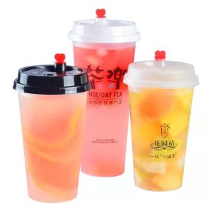 Coffee Dairy Disposable 18oz 24 Oz Hard Plastic Cups 95mm Dia ODM OEM