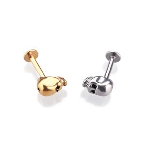 Hot Sale Fashion Silver Skull Barbell Lip Bar Body Piercing Jewelry