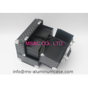 Portable Professional Rolling Makeup Case , Black Makeup Box Moistureproof