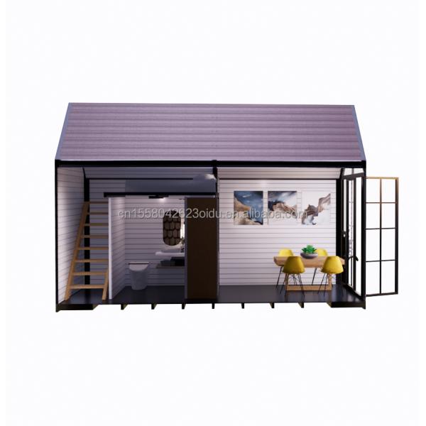 Triangular log house 20ft Folding Shipping wood house with 100mm Wave Sandwich Panel Walls and Aluminum Alloy Windows