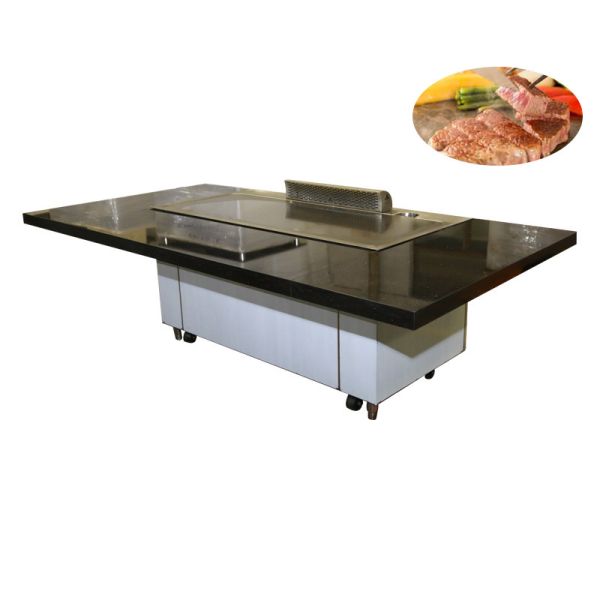 Stainless Steel 304 Teppanyaki Grill Table with 500*380mm Heating Area and