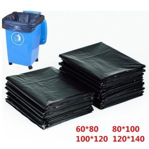 HDPE Material Flat Recyclable Garbage Bags Embossed Surface Black Colour