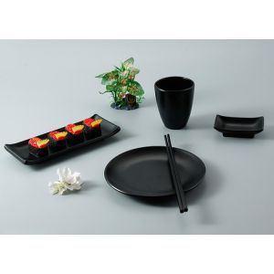 OEM ODM Matt Black Melamine japanese sushi dinnerware sets