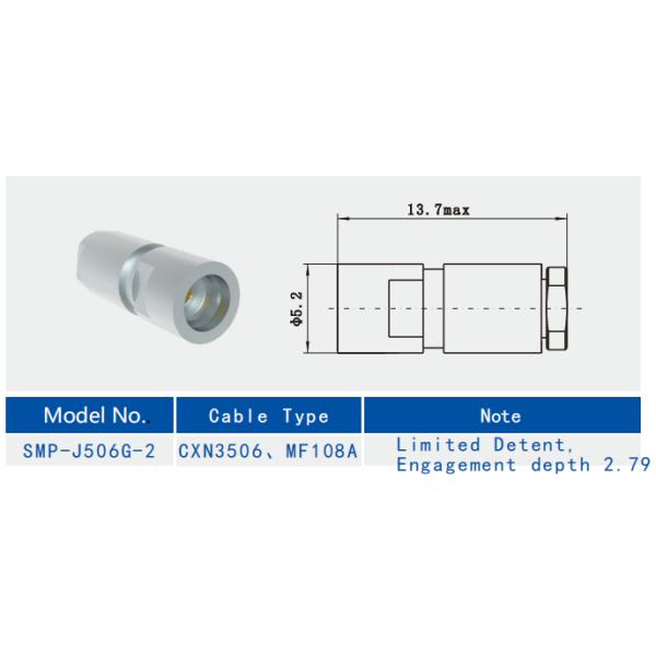 SMP Male Stainless Steel Limited Detent RF Connector Enagement Depth 2.79mm