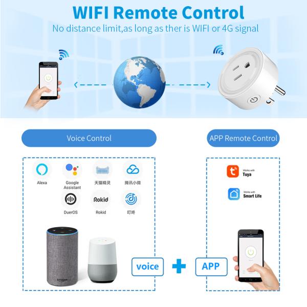 US Plug WIFI Smart Socket 16A Adapter Smart Life Tuya Wifi Plug Socket