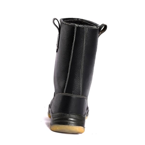 Steel Toe Lace Up Cut Black Split Cow Leather Anti Slip Protection Brand Safety Shoes